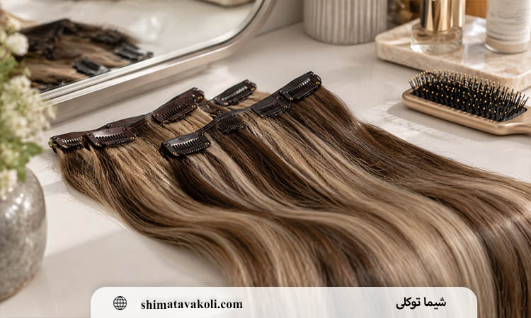 اکستنشن کلیپسی طبیعی برای مو