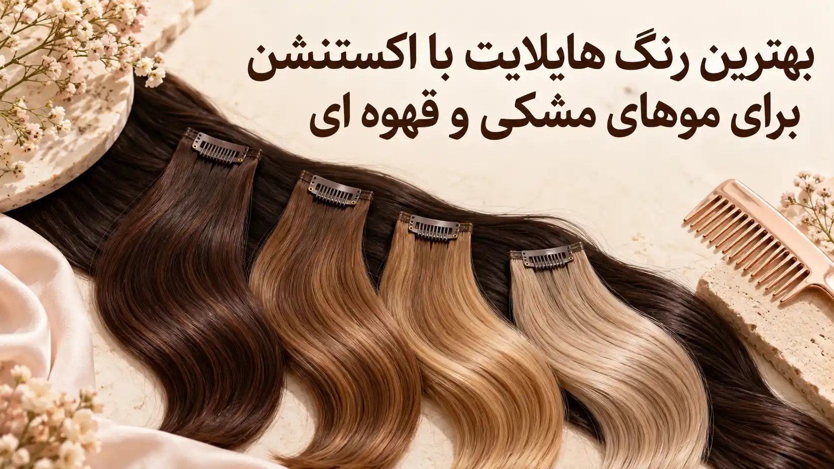 بهترین رنگ هایلایت با اکستنشن برای موهای مشکی و قهوه ای