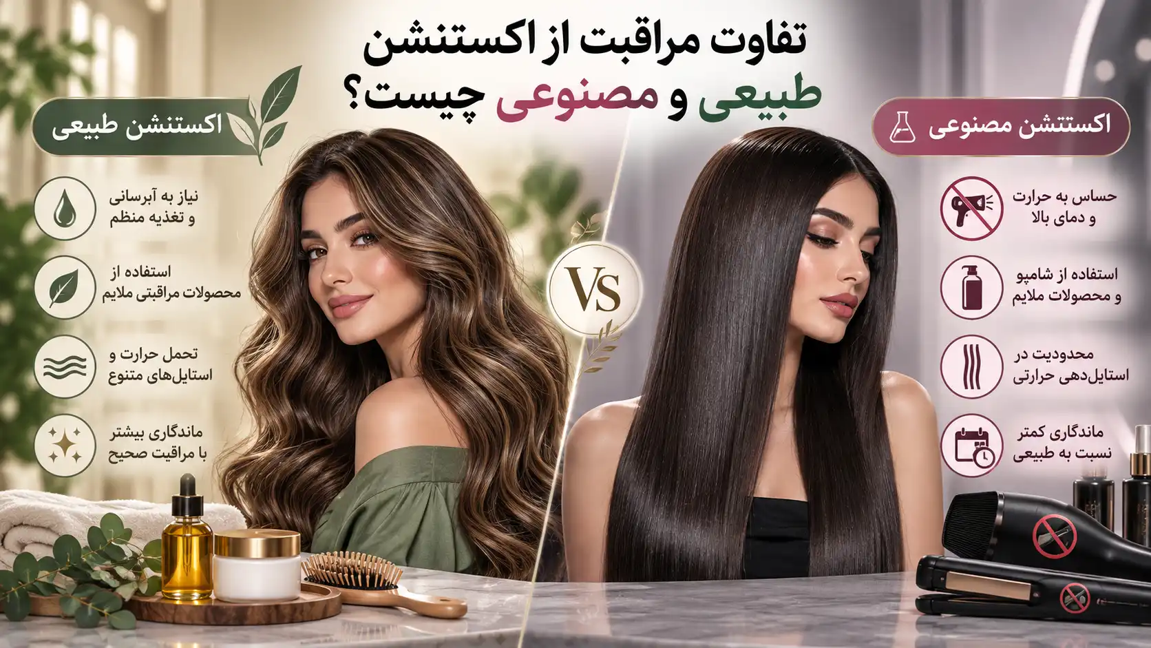 تفاوت مراقبت از اکستنشن طبیعی و مصنوعی چیست؟