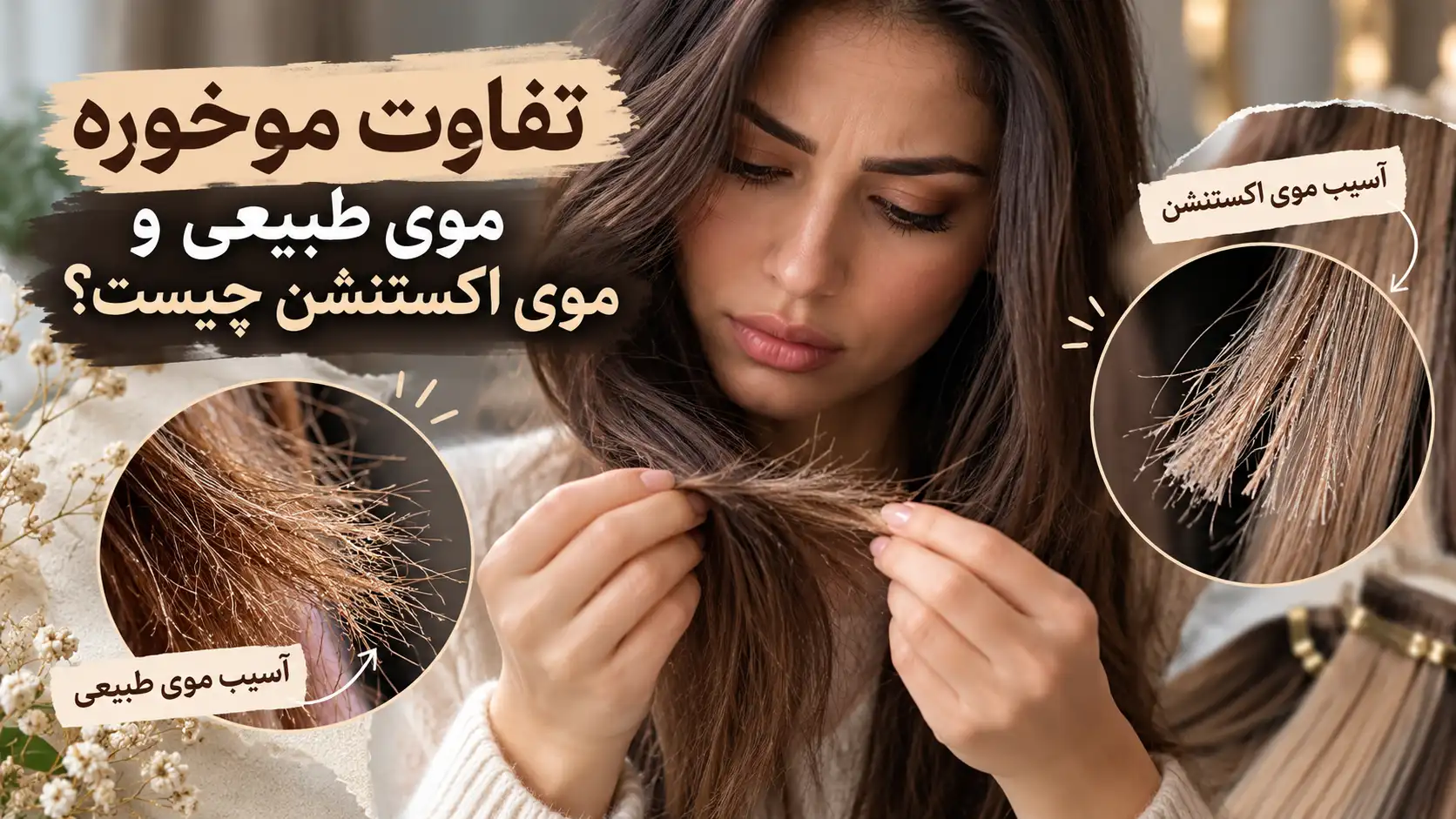 تفاوت موخوره بعد از اکستنشن و موی طبیعی چیست؟
